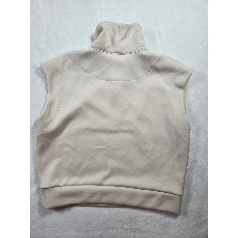 T/S by Thrive Cream Sleeveless Quarter Zip Pullover Sweatshirt Vest Small‎